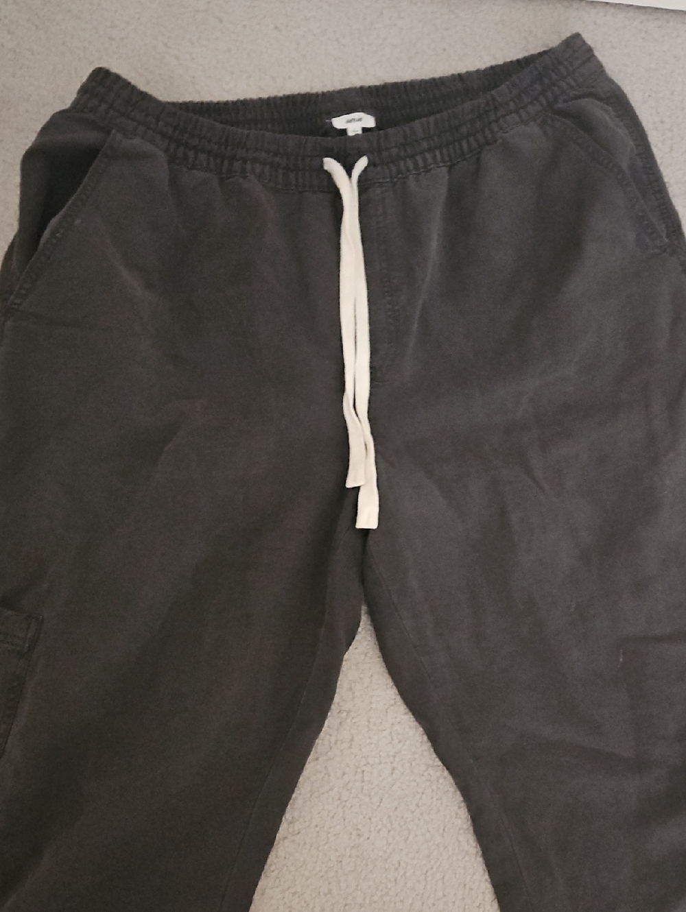 aerie Black Wide-Leg Lounge Pants with Cream Drawstring